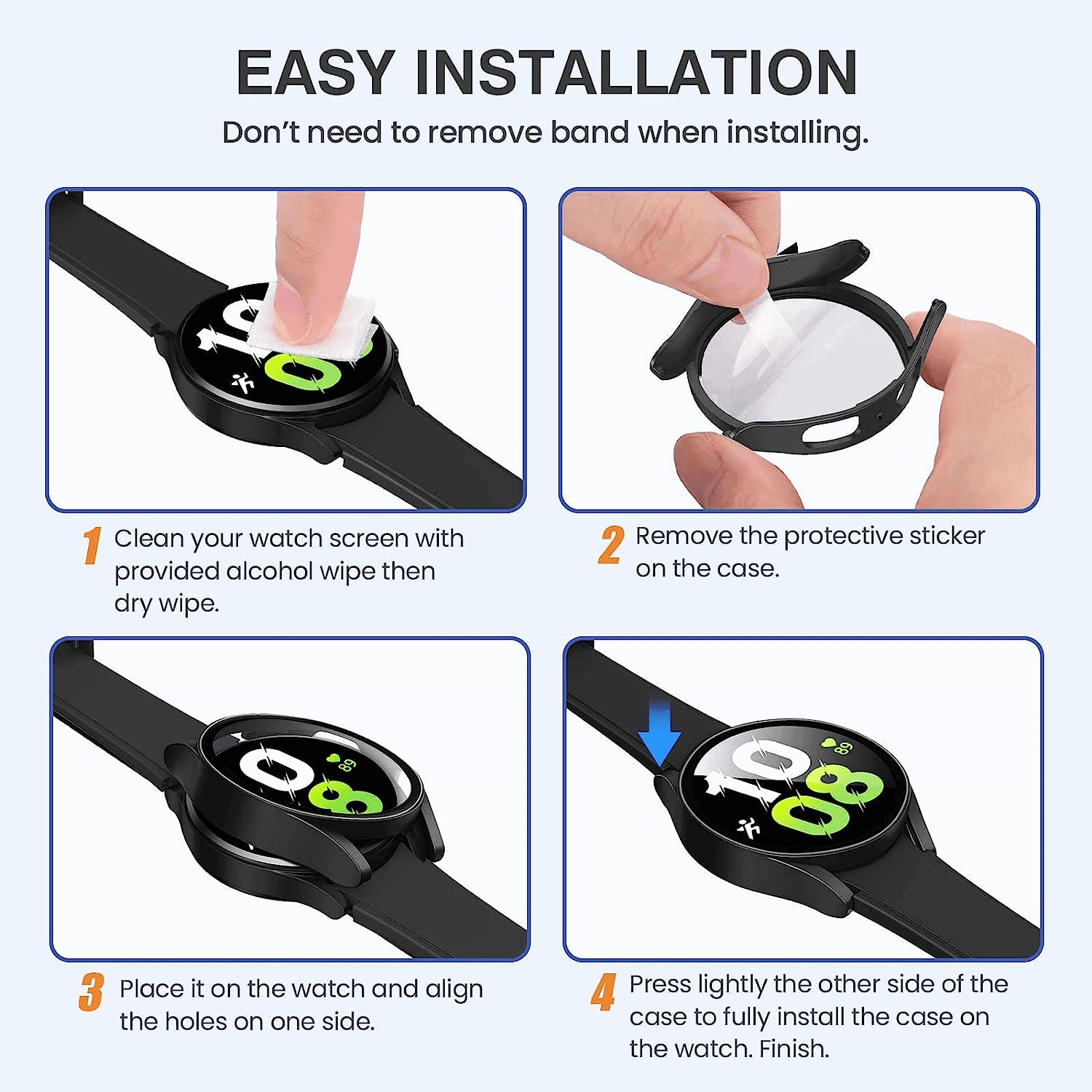 For Samsung Galaxy Watch 4 5 Pro 40 44 45MM Hard Case Built-In Screen Protector For Samsung Galaxy Watch 4 5 Pro 40 44 45MM Hard Case Built-In Screen Protector